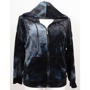 Tie-Dye Hoodie L/XL Full Zip Velour Velvet Jacket Lounge Athleisure Colorful
